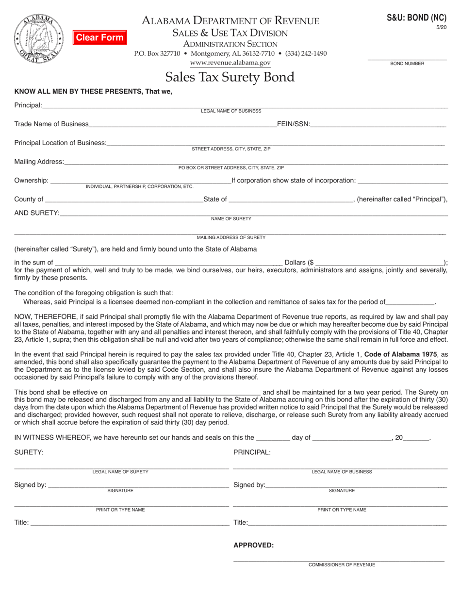 Form S&U BOND (NC) Fill Out, Sign Online and Download Fillable PDF