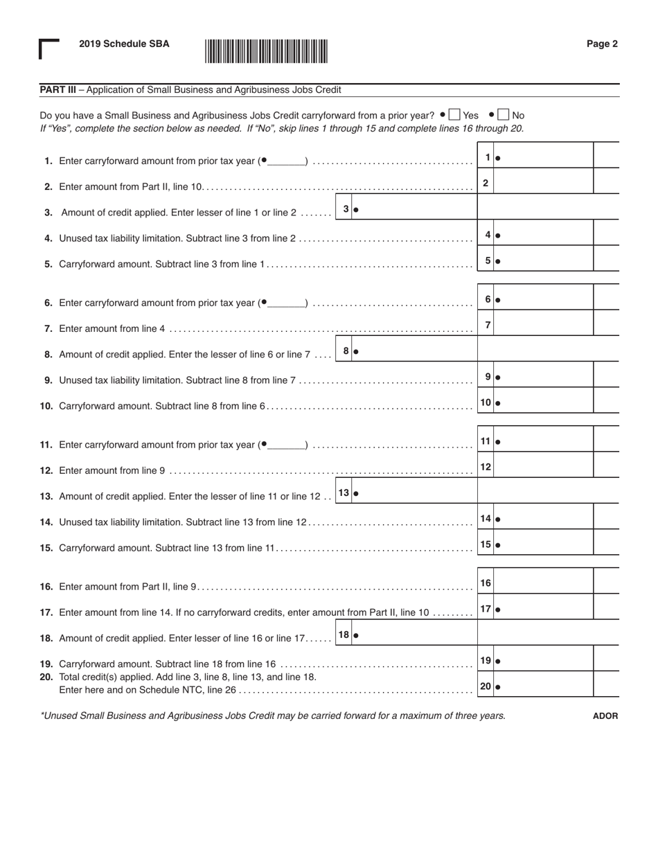 Schedule SBA Small Business and Agribusiness Jobs Credit - Alabama, Page 2