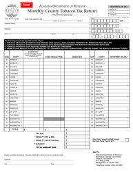 Document preview: Form TOB: TTCO-A Monthly County Tobacco Tax Return - Alabama