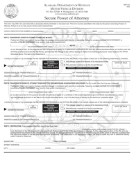 Document preview: Form MVT8-4 Secure Power of Attorney - Alabama