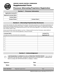 Form MJ18-3205 Supplemental Form: Processor Alternating Proprietors Registration - Oregon, Page 2