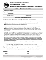 Form MJ18-3206 Supplemental Form: Processor Processing for Cardholders Registration - Oregon, Page 2