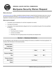 Document preview: Form MJ15-1201 Marijuana Security Waiver Request - Oregon