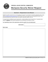 Form MJ15-1201 Marijuana Security Waiver Request - Oregon, Page 2