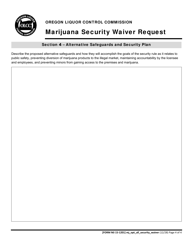 Form MJ15-1201 Marijuana Security Waiver Request - Oregon, Page 4