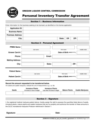 Form MJ16-2202 Personal Inventory Transfer Agreement - Oregon, Page 2