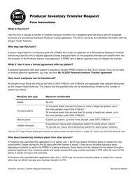 Form MJ16-2201 Supplemental Form: Producer Inventory Transfer Request - Oregon