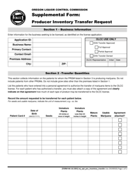 Form MJ16-2201 Supplemental Form: Producer Inventory Transfer Request - Oregon, Page 2