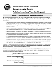 Form MJ16-5201 Supplemental Form: Retailer Inventory Transfer Request - Oregon, Page 3