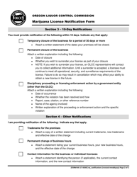 Marijuana License Notification Form - Oregon, Page 2