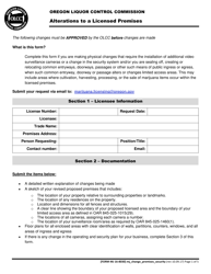Form MJ16-8030 Alterations to a Licensed Premises - Oregon