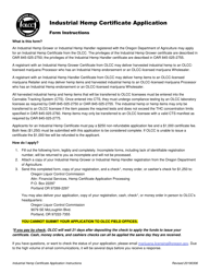 Form MJ18-2700 Industrial Hemp Certificate Application - Oregon