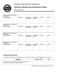 Form MJ CS-001 Control Study Certification Form - Oregon, Page 2