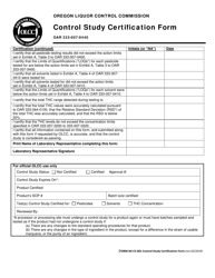 Form MJ CS-001 Control Study Certification Form - Oregon, Page 3