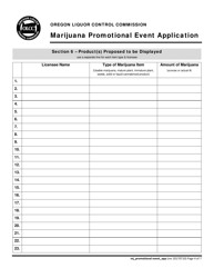 Marijuana Promotional Event Application - Oregon, Page 4
