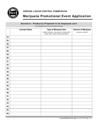 Marijuana Promotional Event Application - Oregon, Page 5