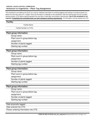 Document preview: Form MJ MED18-0210 Immature to Vegetative - Plant Tag Assignment - Oregon