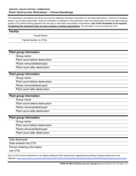 Document preview: Form MJ MED18-0212 Plant Destruction Worksheet - Clones/Seedlings - Oregon