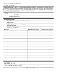 Document preview: Form MJ MED18-0214 Harvest Worksheet - Oregon