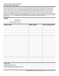 Document preview: Form MJ MED18-0215 Harvest Waste Worksheet - Oregon