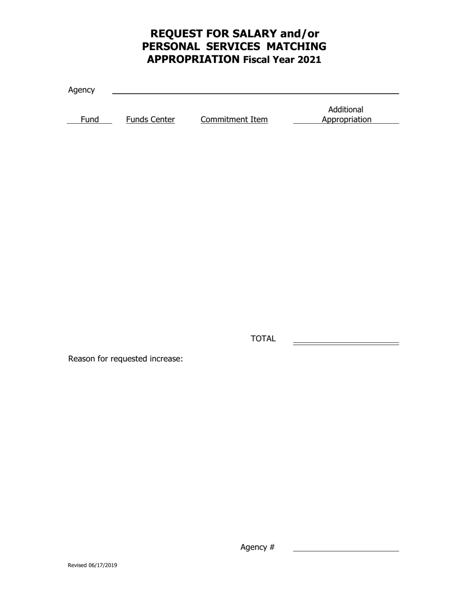 Request for Salary and / or Personal Services Matching Appropriation - Arkansas, Page 1