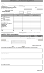 Document preview: Supplemental Appropriation Request Form - Arkansas
