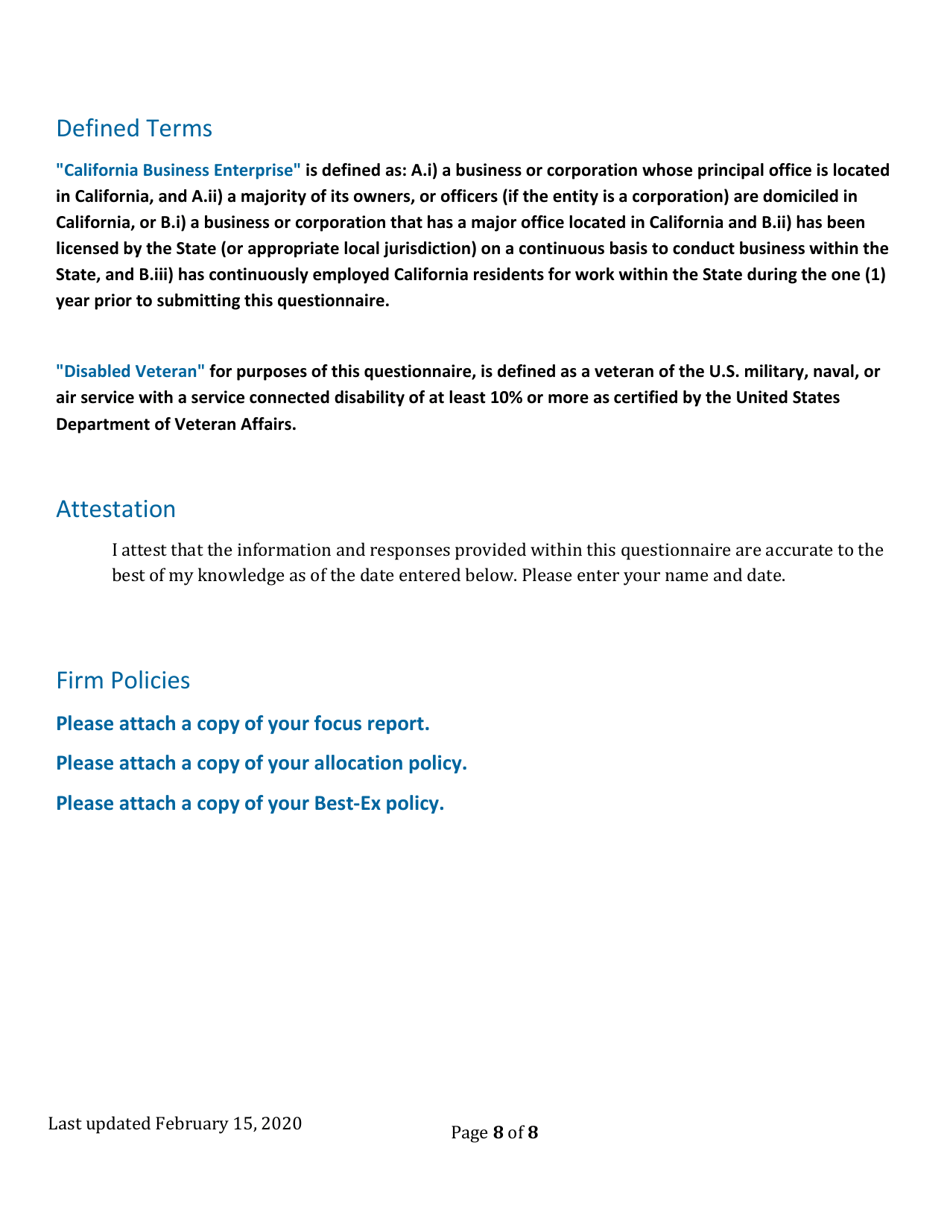 Broker Questionnaire - California, Page 8