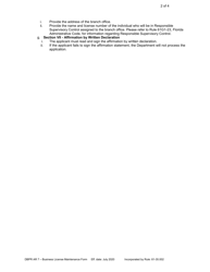 Form DBPR AR7 Business License Maintenance Form - Florida, Page 2