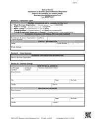 Form DBPR AR7 Business License Maintenance Form - Florida, Page 3