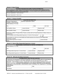 Form DBPR AR7 Business License Maintenance Form - Florida, Page 4