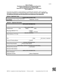 Form DBPR ID2 Application for Registered Interior Design Reactivation - Florida, Page 2