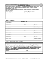 Form DBPR ID2 Application for Registered Interior Design Reactivation - Florida, Page 3