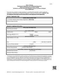 Form DBPR AR4 &quot;Architect Seeking Registration as Interior Designer&quot; - Florida, Page 2