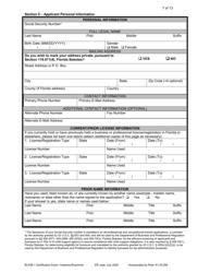 Form DBPR BCAIB1 Application for Initial Certification by Examination or Endorsement - Inspectors and Plans Examiners - Florida, Page 7