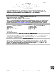 Form DBPR BCAIB3 Application for Provisional Certificate - Inspectors and Plans Examiners - Florida, Page 6