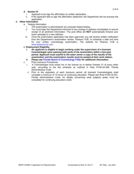 Form DBPR COSMO3 Application for Reexamination - Florida, Page 2