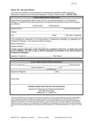 Form DBPR PG4701 Application for Licensure - Florida, Page 12