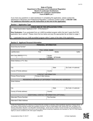 Form DBPR LA1 Application for Licensure: Examination - Florida, Page 2