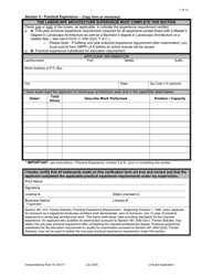 Form DBPR LA1 Application for Licensure: Examination - Florida, Page 7