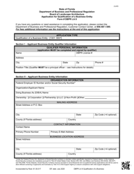 Form DBPR LA8 Application for Qualification of a Business Entity - Florida, Page 2