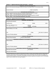 Form DBPR LA4 Application for Licensure: Certificate of Temporary Registration - Florida, Page 3