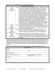 Form DBPR LA4 Application for Licensure: Certificate of Temporary Registration - Florida, Page 5