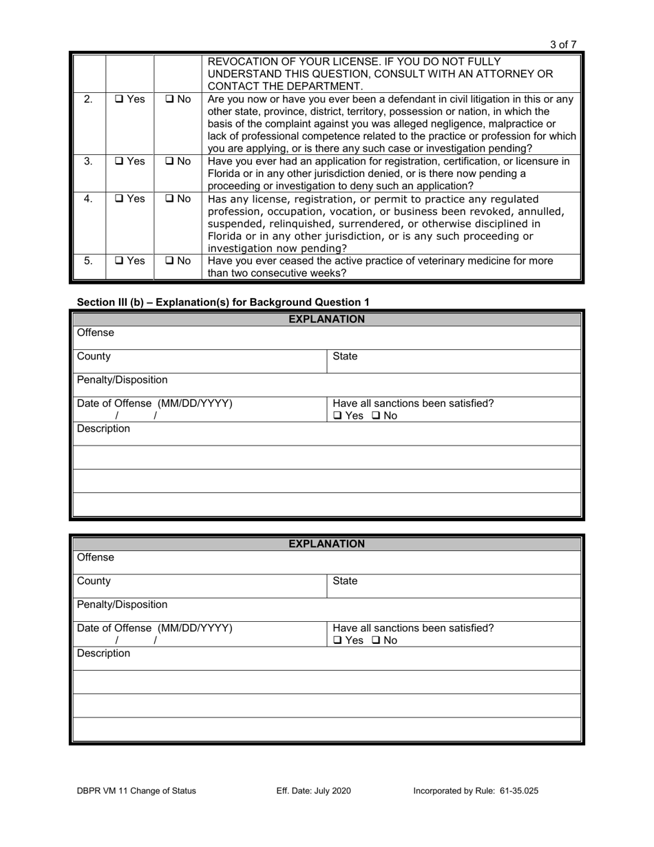 Form DBPR VM11 Fill Out, Sign Online and Download Printable PDF