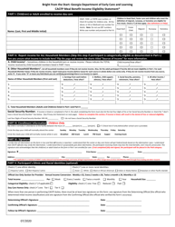 &quot;CACFP Meal Benefit Income Eligibility Statement&quot; - Georgia (United States)
