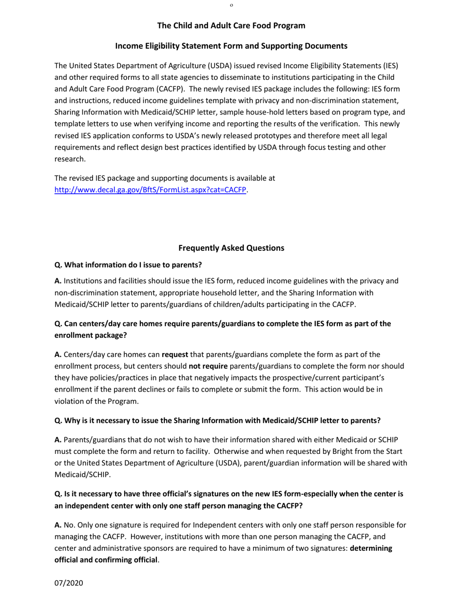 CACFP Meal Benefit Income Eligibility Statement - Georgia (United States), Page 4