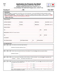 Form AV-9 Application for Property Tax Relief - North Carolina