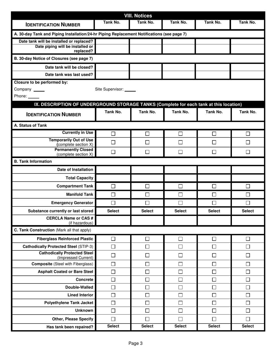 Notification for Underground Storage Tank Systems - Idaho, Page 3
