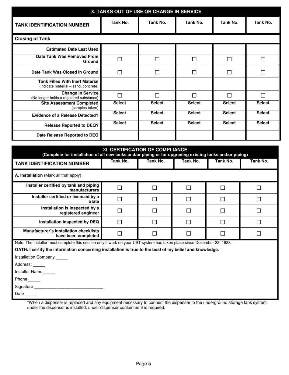 Notification for Underground Storage Tank Systems - Idaho, Page 5