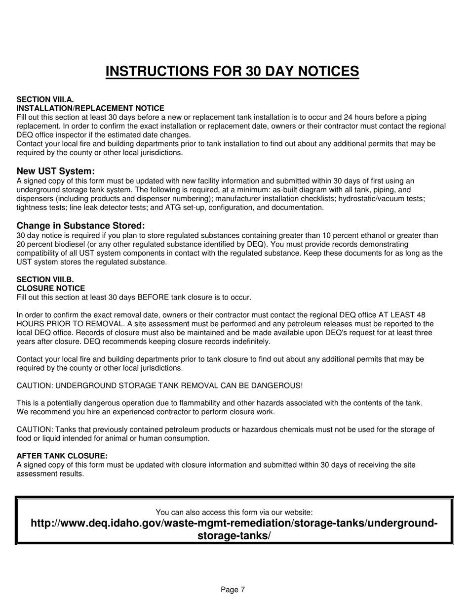 Notification for Underground Storage Tank Systems - Idaho, Page 7