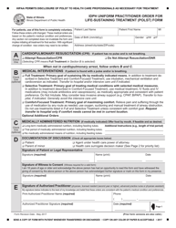 Document preview: Idph Uniform Practitioner Order for Life-Sustaining Treatment (Polst) Form - Illinois